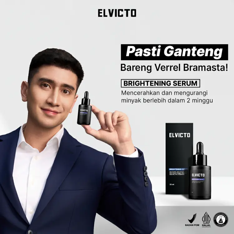 ELVICTO BRIGHTENING SERUM 30ml | Serum Pria Pencerah Wajah Pria Dark Spot Serum Whitening Serum Pencerah Kulit Kusam Serum Brightening Skincare Pria Pemutih Wajah Serum Pemutih Wajah Pria Penghilang Flek Hitam BPOM