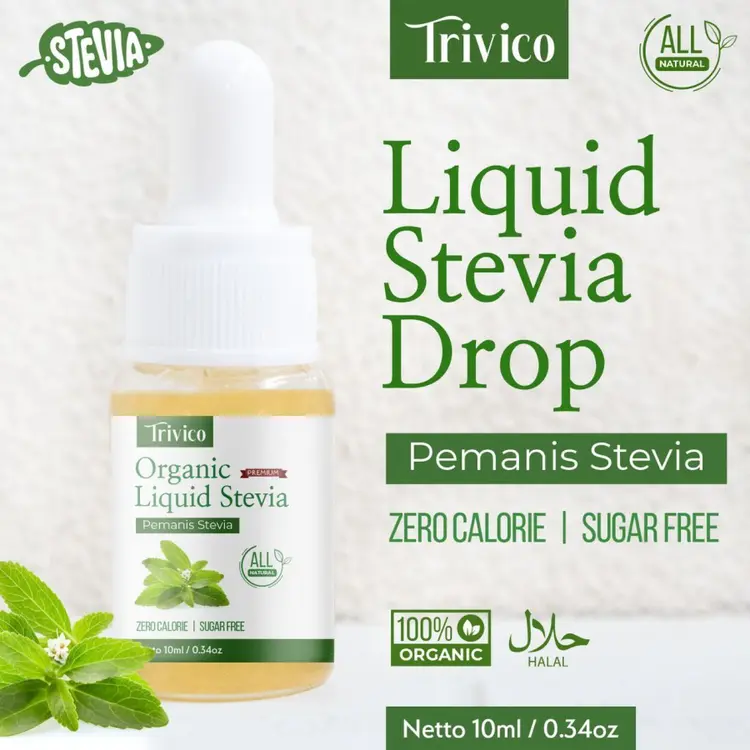 Trivico Liquid Stevia - Pemanis 0 Kalori Alami, Ekstrak Daun Stevia 98%