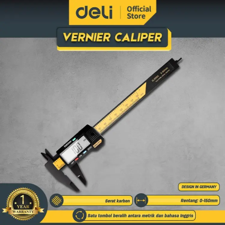 Deli Jangka Sorong Digital Kaliper / Sigmat Verniper Caliper 150 MM EDL90150