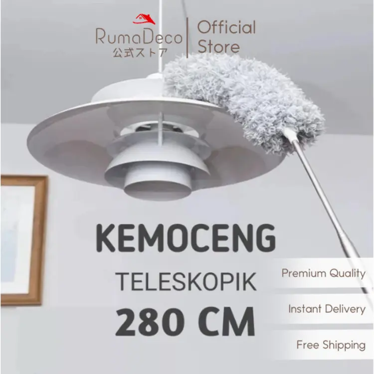 「 RUMADECO 」Kemoceng microfiber Extra panjang Fleksibel 280cm Bisa Tekuk kemoceng pembersih debu