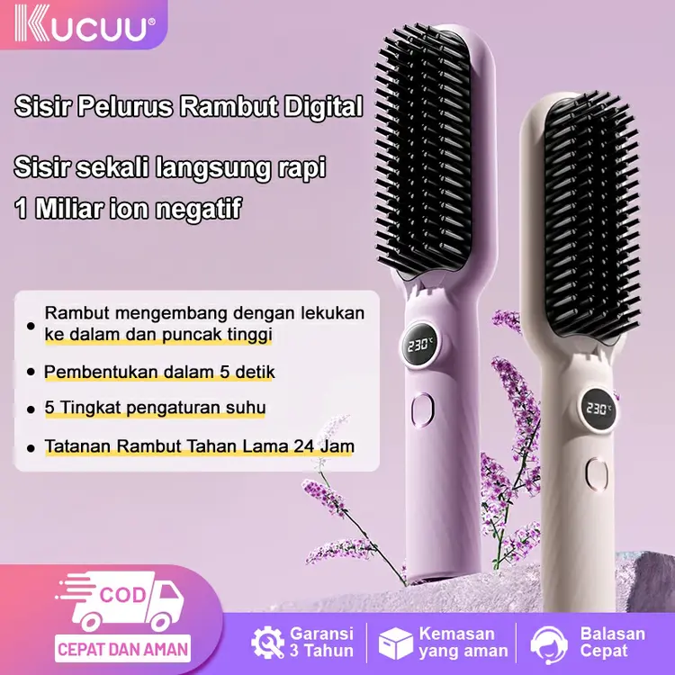 NEW KUCUU Sisir Pelurus Rambut Digital Sisir Pelurus Straight Comb Hair Stlylist Cepat Dalam 5 Detik