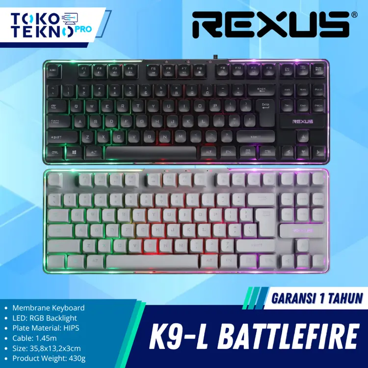 Rexus K9L / K9-L / K-9L Battlefire Membran / Membrane Gaming Keyboard With RGB