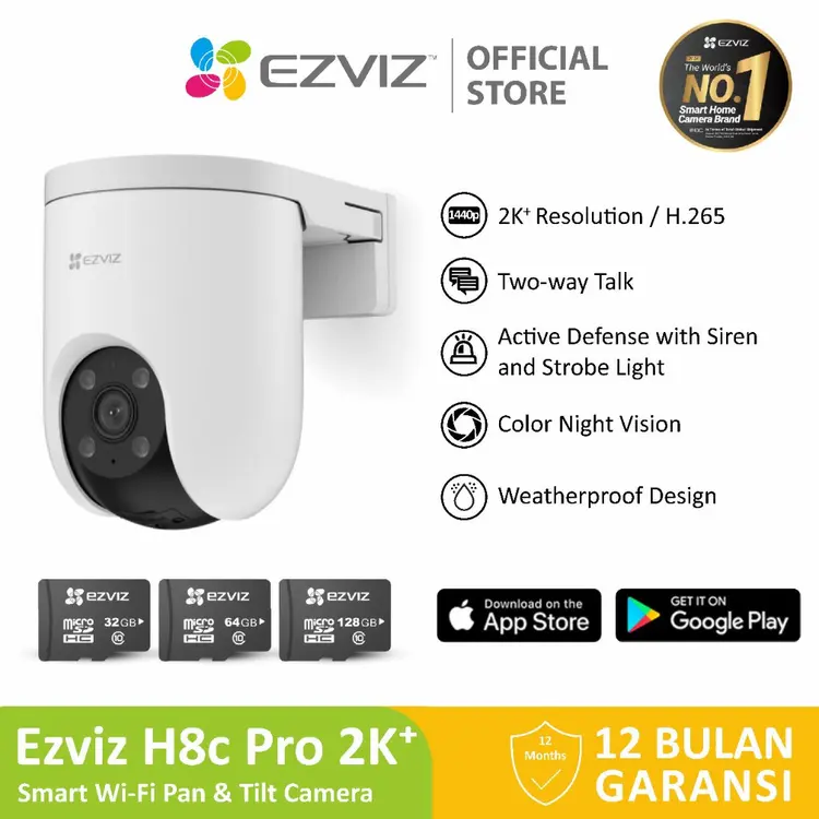 Ezviz H8c Pro 4MP 2K+ Smart IP Camera CCTV Outdoor w/SD Card 64/128/256GB 