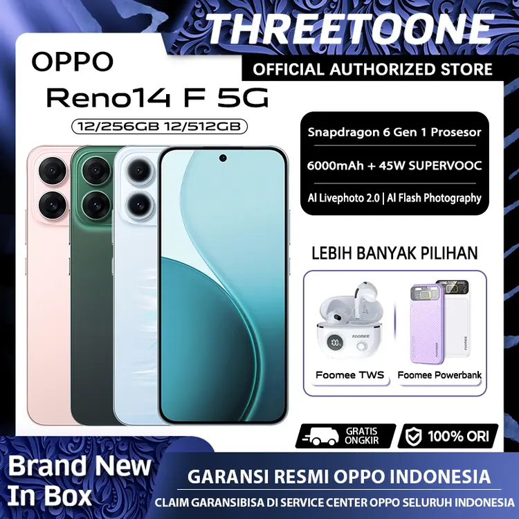 [Official Store] OPPO Reno14 F 5G (8/256GB) (12/256GB) AI Livephoto — Garansi Resmi OPPO Indonesia 
