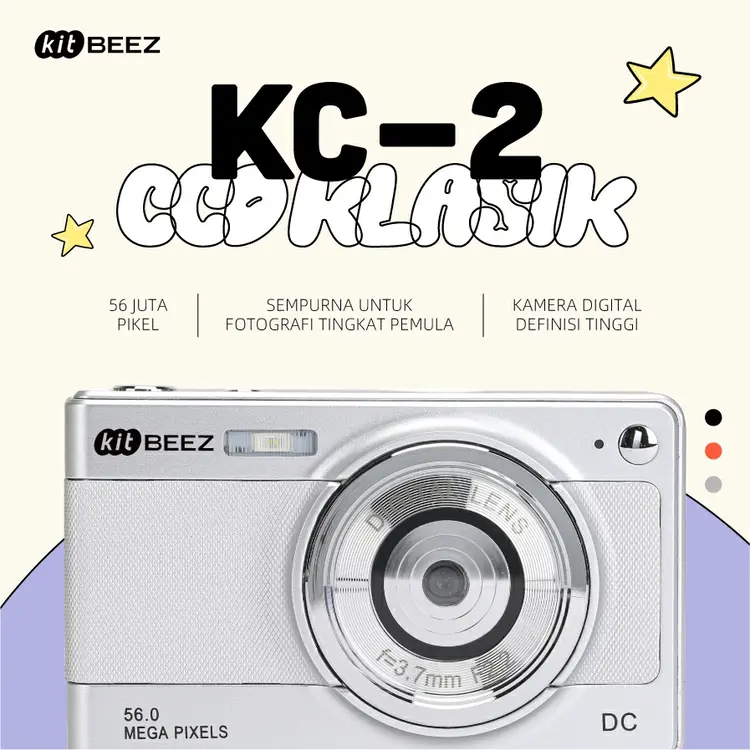 KiTBEEZ KC-2 Kamera Digital CCD Camera 56MP 8X Zoom 1080P Anda dapat mengambil foto dan video Cocok untuk siswa Flash dan filter bawaan Anti Goyang Vlog kamera Kamera Pocket