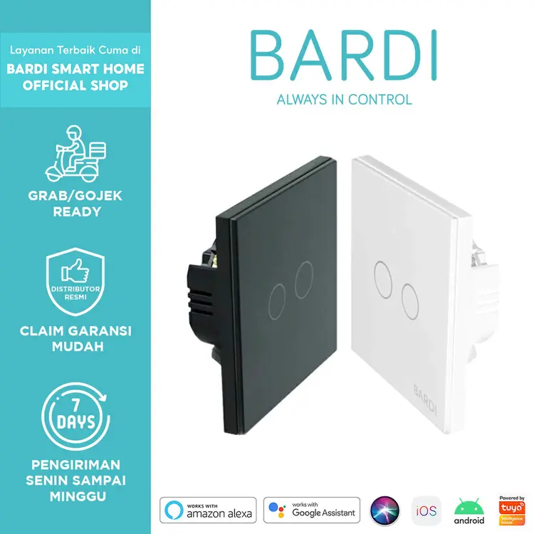 BARDI Smart Light Wallswitch Touch WiFi - EU 2 Gang White/Black