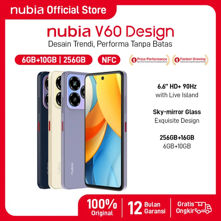 Nubia V60 DESIGN NFC RAM6GB + ROM256GB 5.000 mAh Garansi Resmi Android