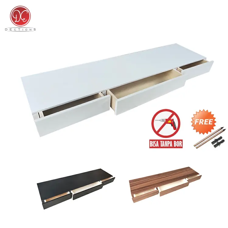 Dections Rak Dinding Ambalan/Meja Rias Kamar Tidur 3 Pintu Laci Tempel Dinding 80x20cm Minimalis 