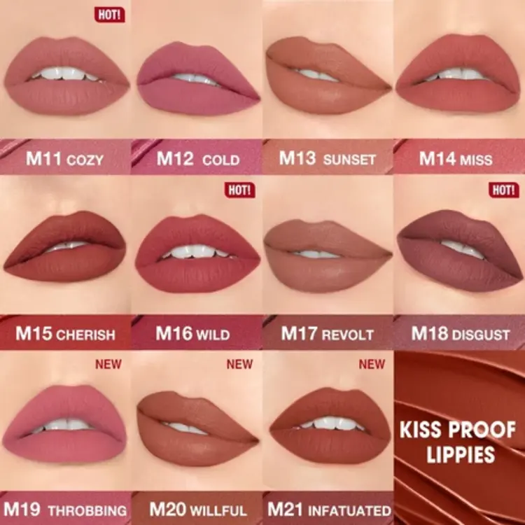TWO.O Matte Lipstick Misty Kiss Lock Color Silky 24H Long Lasting Lip Makeup