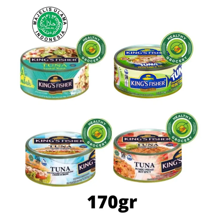 King's Fisher Tuna 170gr In Brine / In Oil / Hot Spicy / Sambal Matah / King Fiser Tuna Kaleng