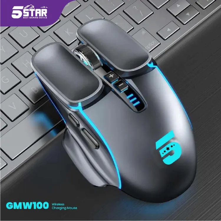 5Star Mouse Wireless Gaming Rechargeable Type-C Fast Charging 1600DPI RGB Light GMW100
