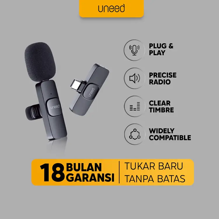 UNEED Wireless Microphone Type C Clip On Portable Plug n Play - UMC211