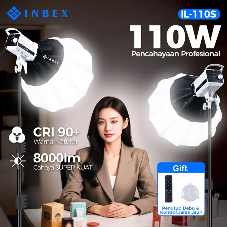 INBEX IL-110S COB Video Light Daylight CRI 90 Untuk Studio Potografi Video Vlog Dan Video Luar Ruangan