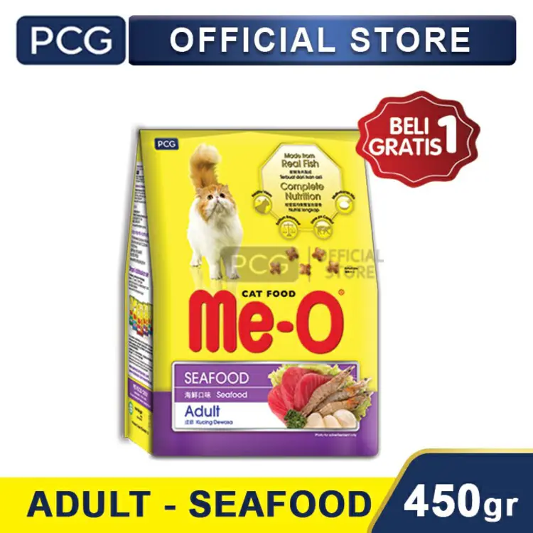 [BUY 1 GET 1 FREE] Me-O Makanan Kucing Kering Dry Cat Food Adult Seafood Flavor 450 Gr