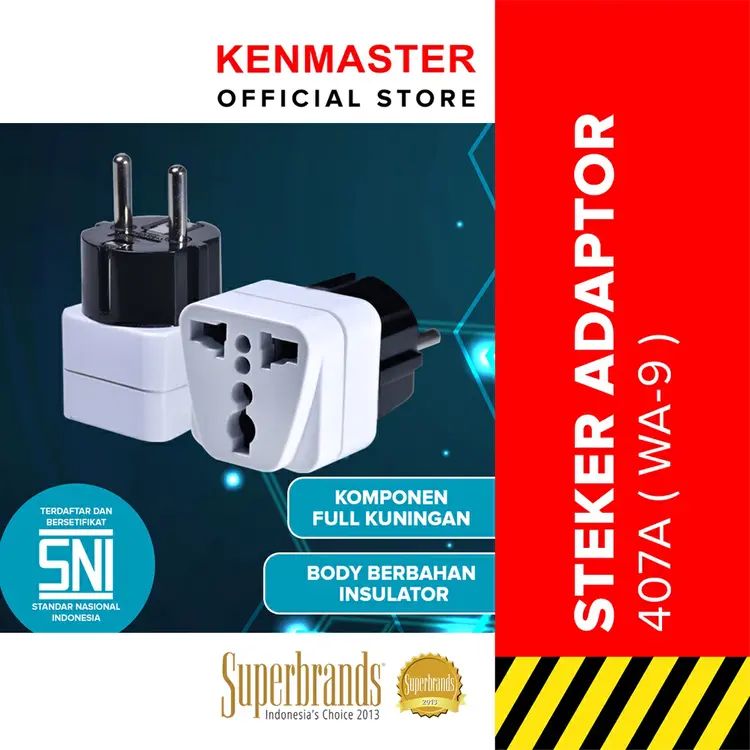 Kenmaster Steker XX-407A (WA-9) (SNI) / Sambungan Stopkontak / Sambungan Colokan Listrik -  STEK073