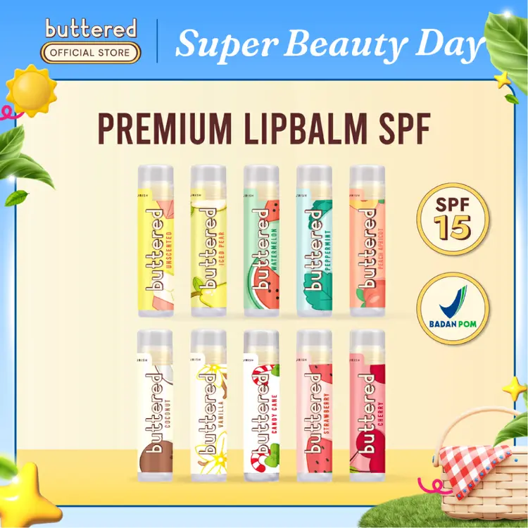 Buttered Premium Lip Balm SPF 15  Pelembab Bibir Lip Care Solusi Bibir Kering  Mencegah Bibir Hitam with SPF 15