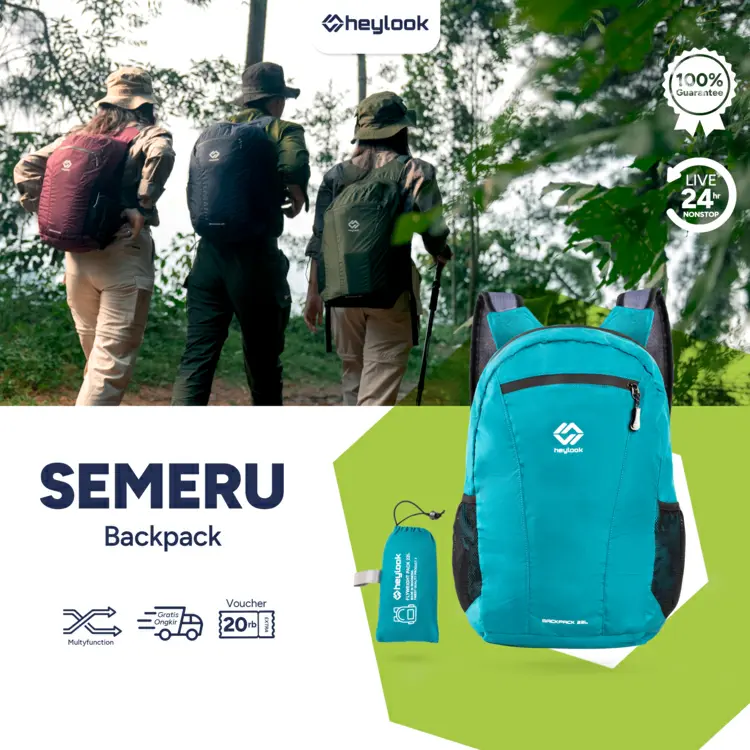 HEYLOOK Official - Tas Ransel Foldable SEMERU Water Resist Tas Gunung Hiking Camping Outdoor Tas Traveling Travel Bag