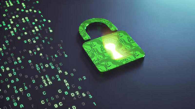 Simple IT security concept with a green digital padlock and binary data Simple IT security concept with a green digital padlock and binary data smart padlock stock pictures, royalty-free photos & images