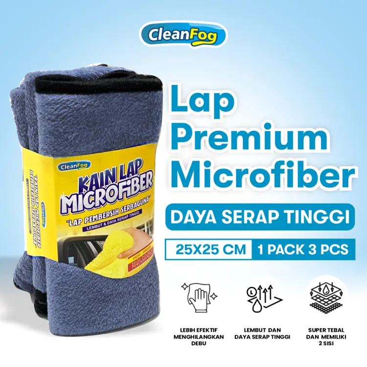 Cleanfog Kain Lap Microfiber Dapur Piring Serbaguna Ukuran Besar Kualitas Premium Daya Serap Tinggi