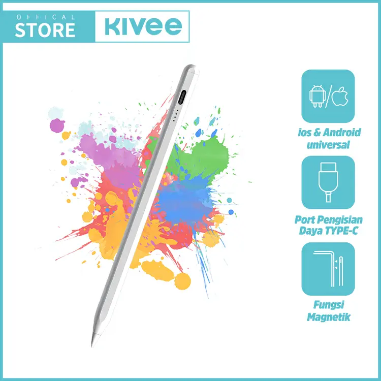 (HOT)KIVEE Stylus Pen Universal Capacitive Pen for Tablet Android Apel ipad Xiaomi Huawei Samsung