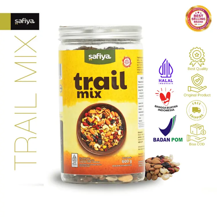 Safiya Trail Mix 600 Gram Jar With Almond Raisins Roasted Premium