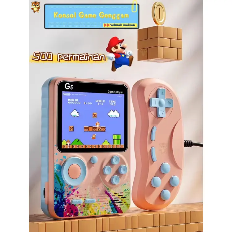 Lele Toys Boy Game Bot Console Portable Player Built-In Clasic 500 Permainan Connect To Tv Or Gamepad 1000mah