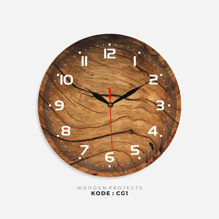 Wooden Projects Jam Dinding Vintages Pajangan Dinding Dekorasi Kamar Rumah Wall Decor Motif Kayu- CG