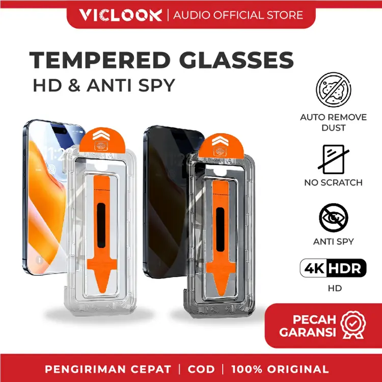 VICLOOK Easy Install Tempered glass Anti SPY HD Clear Fit for iPhone 11/12/13/14/15/16/X/XR/XS Mini Max Pro Plus