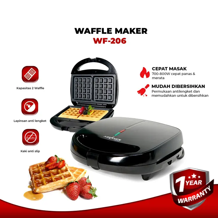 READY STOCK Advance Waffle Maker WF 206 Pemanggang Roti Waffle 2 Lapis  Garansi 1 Tahun