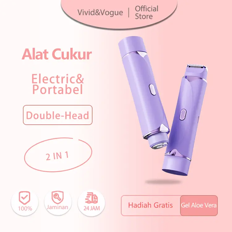 Vivid&Vogue Alat Cukur Bulu Wanita Epilator Pencukur Cukuran Shaver Alis Bulu Halus Elektrik Mini Portable