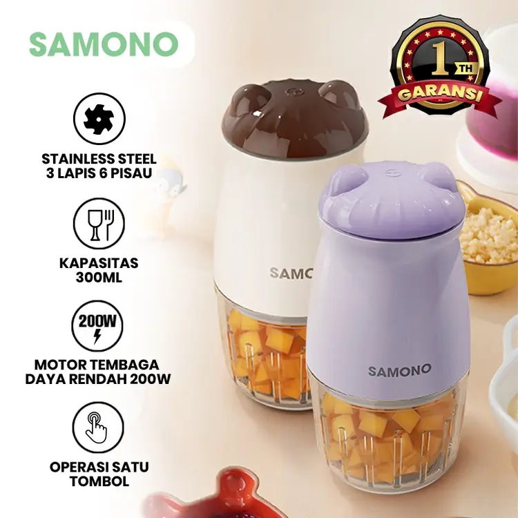 SAMONO Food Processor Food Chopper 300ml Mesin Penghalus Daging dan Buah Garansi Resmi 1 Tahun SW-MC200