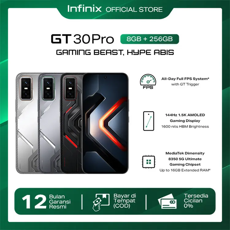 Infinix GT 30 Pro 8/256GB - Up to 16GB Extended RAM - Dimensity 8350 Ultimate - 6.78" Amoled+ 144Hz - 108MP - NFC