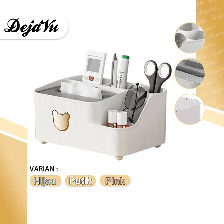 Dejavu Kotak Tissue Estetik Rak Make Up Plastik Tempat Tisu Kamar Mandi Meja Kosmetik Storage Organizer Remote HSB636