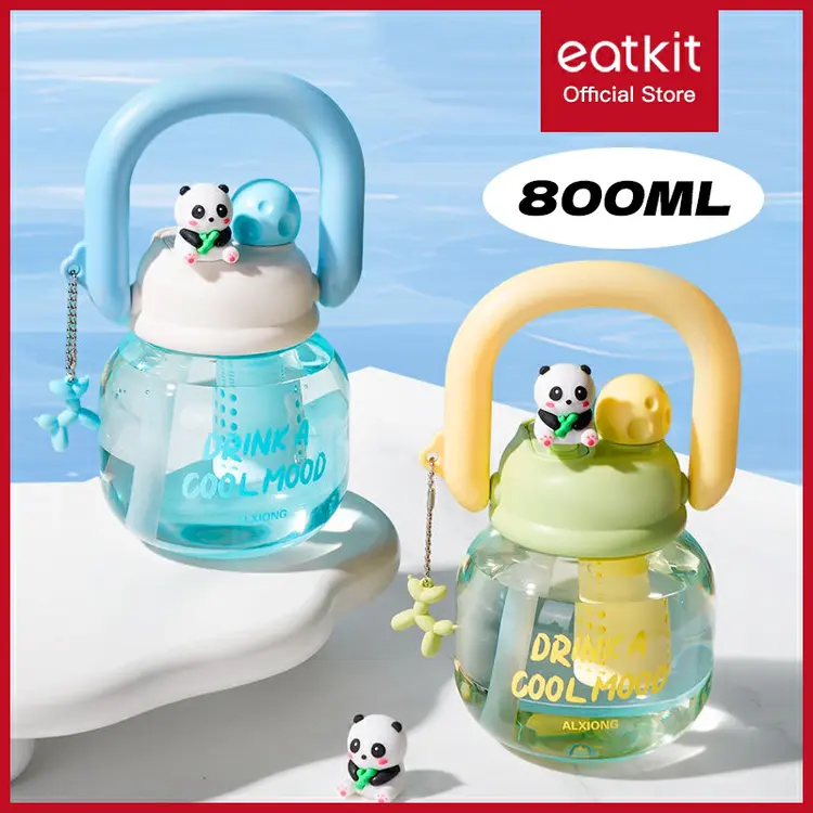 Eatkit Botol Minum Transparan Karakter Lucu 800ml Snager Tumbler Infused Handle Linlin Tritan