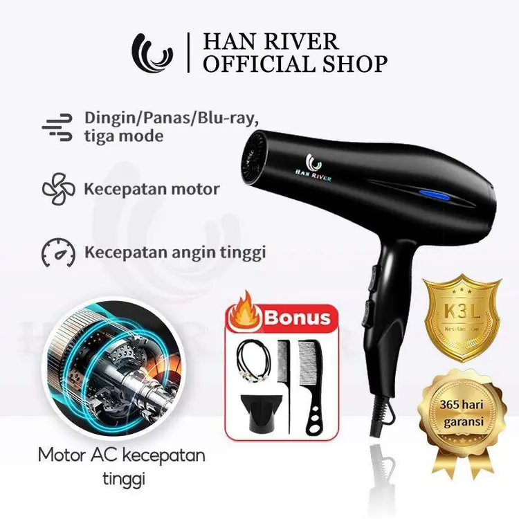 HAN RIVER Termurah hair dryer 100% ORIGINAL(Garansi 365 hari/bisa COD) / hairdayer rambut Hot and Cold Air / pengering rambut Ion negatif tidak melukai rambut