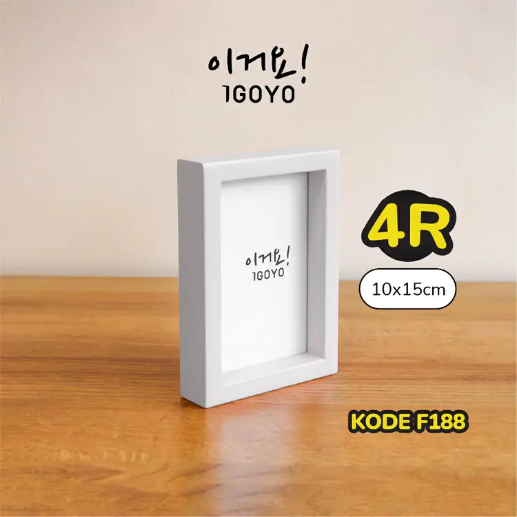 Bingkai Foto IGOYO Ukuran 4R (10x15cm) F188 + Artprint Tebal 3cm Pigura Hitam Putih | Photo Frame Hiasan Dinding Portrait Landscape