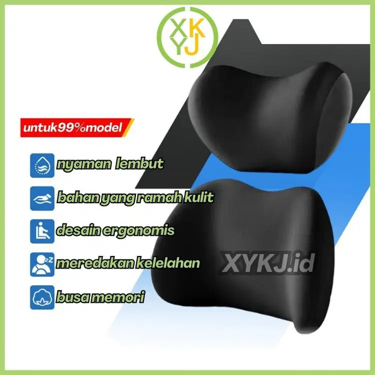 XYKJ Bantal Mobil Set Ergonomis ANTI PEGAL 3D Busa Memori Bantal Linen Kartun Punggung Leher Bantal Mobil Bantal Leher Mobil Penyangga Pinggang Mobil