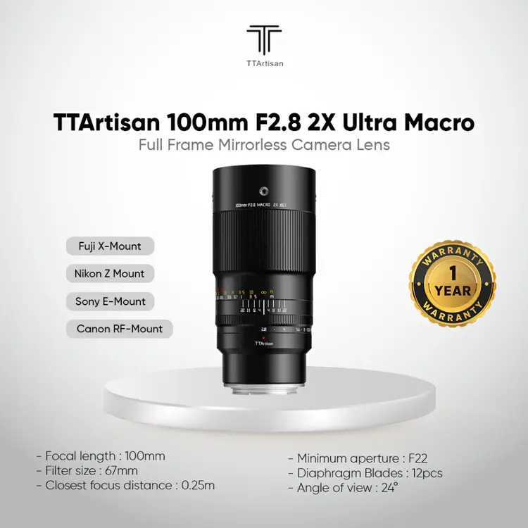 TTArtisan 100mm F2.8 2X Ultra Macro Lens Full Frame Mirrorless Camera Lens