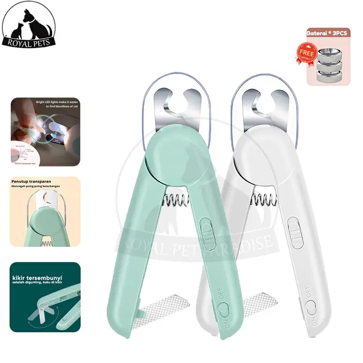 ROYAL PET PARADISE Gunting Kuku Kucing LED Pemotong Kuku Anjing Potong Kuku Kucing Kelinci Pet Nail Clipper