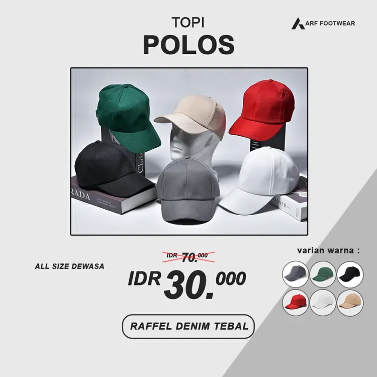 ARF Topi Polos Polo Cap Baseball Pria Wanita Distro Original Keren Dewasa Casual Cowok Cewek