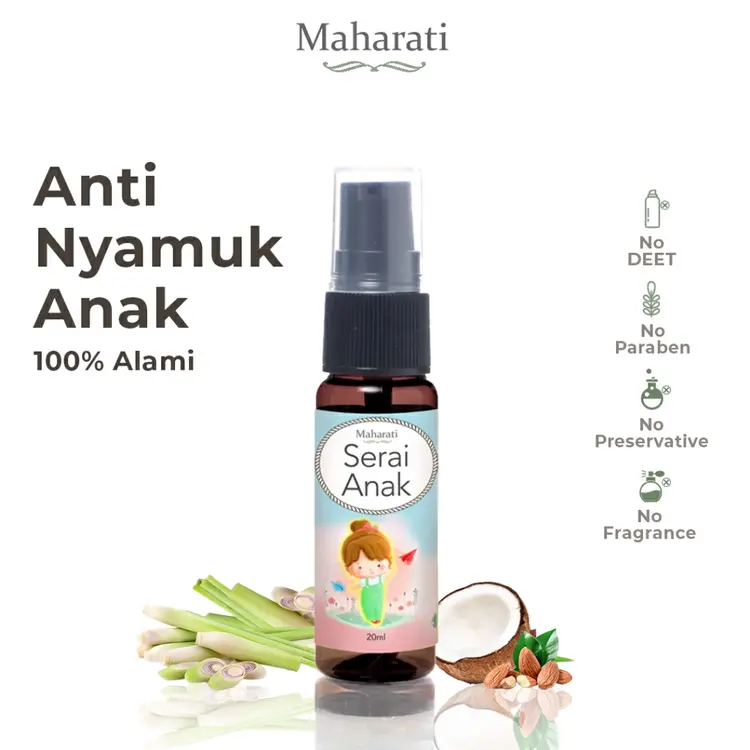 Maharati Serai Anak Anti Nyamuk Dan Serangga Multifungsi | Bahan Alami| Halal Mosquito Repellent | Skin Protection | Pereda Gatal | Penghilang Bekas Gigitan