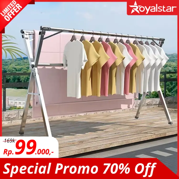 Royalstar Jemuran Baju Lipat Jemuran Pakaian Portable Jemuran Hanger Tahan Karat Minimalis Serbaguna