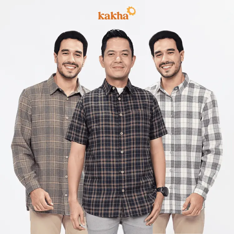 Kakha x Dude Harlino - Kemeja Flannel Pria / Kemeja Flanel Pendek / Kemeja Pria
