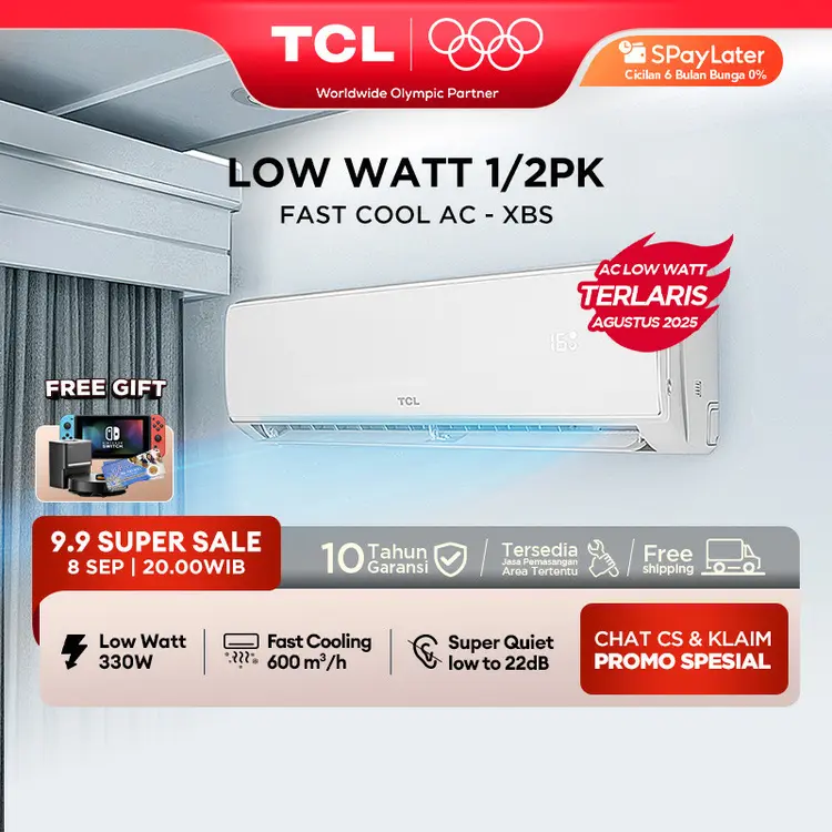 TCL AC TAC 05 CSD/XBS 0.5 PK AC Low Watt [INDOOR + OUTDOOR ONLY] - 1/2 PK Mini Full Set - 1 2 PK Baru - Tersedia Pemasangan Jabodetabek