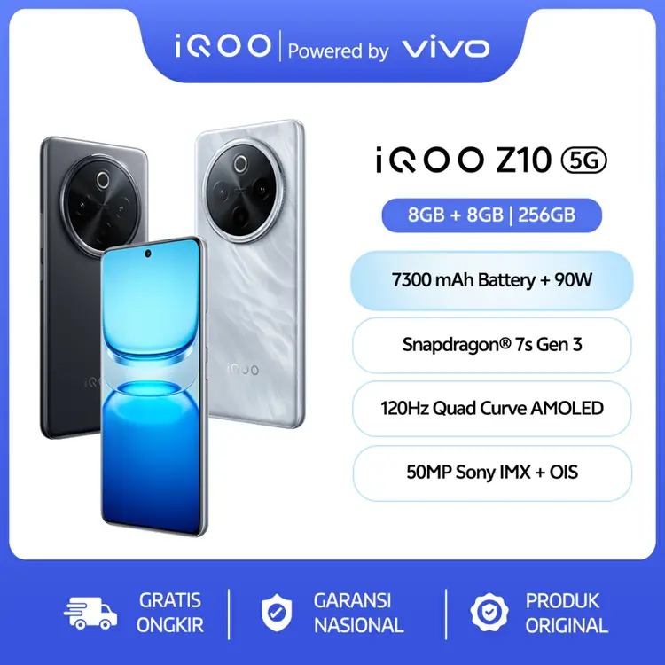 [NEW LAUNCH] vivo iQOO Z10, 7300mAh + 90Watt, Snapdragon 7s Gen 3, AnTuTu 822,705, 120Hz Quad-Curved AMOLED, 50MP Sony IMX + OIS