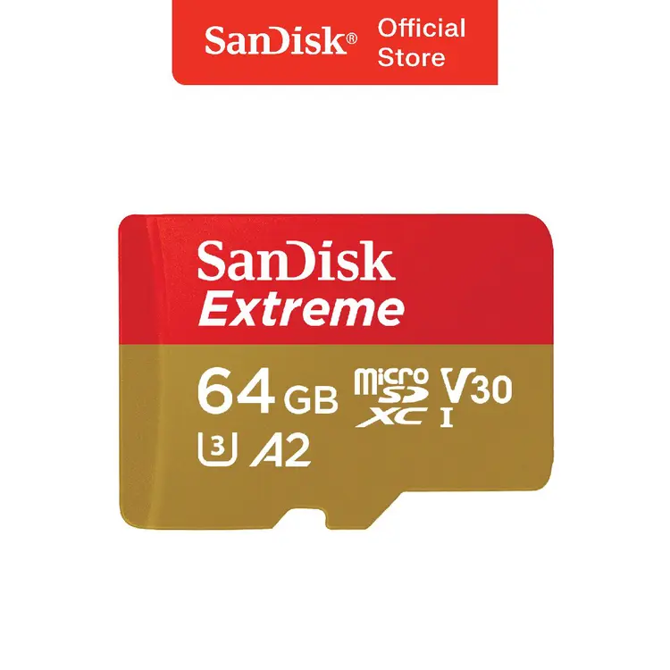 SanDisk microSDXC Extreme 64GB Class 10 UHS-I A2 V30 U3 4K UHD Drone (Up to 170MB/s)