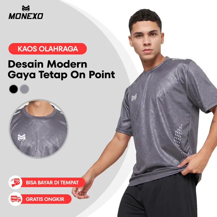 Monexo - Kaos Olahraga Pria Running Gym Fitness T-Shirt Pria Kaos Sport JMN15