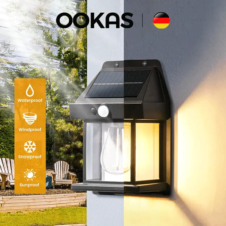 OOKAS  lampu led lampu tenaga surya kamar sorot lampu hias lampu dinding outdoor taman sensor