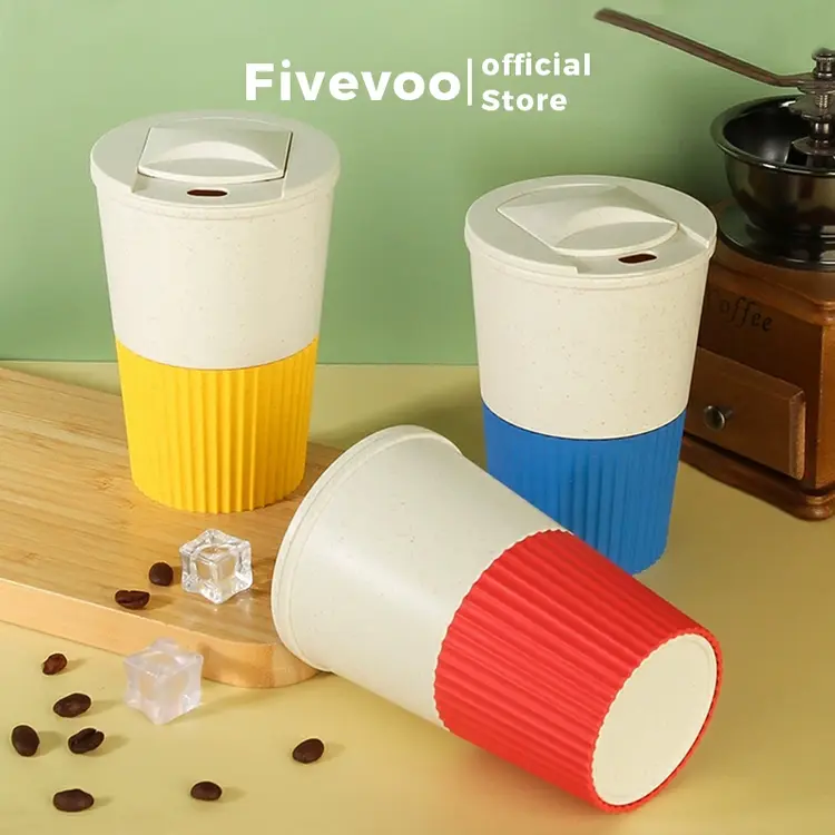 FIVEVOO Mug Coffee Reusable/ Mug Kopi Wheat Straw/ Gelas Kopi Jerami Gandum