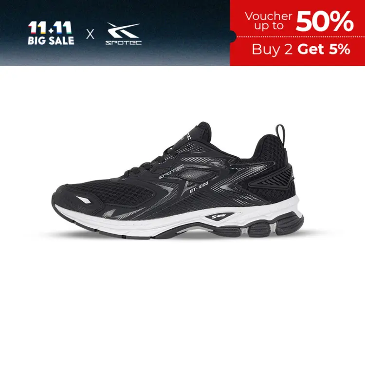 Spotec Running Atland Sepatu Lari Pria Wanita - Hitam Putih